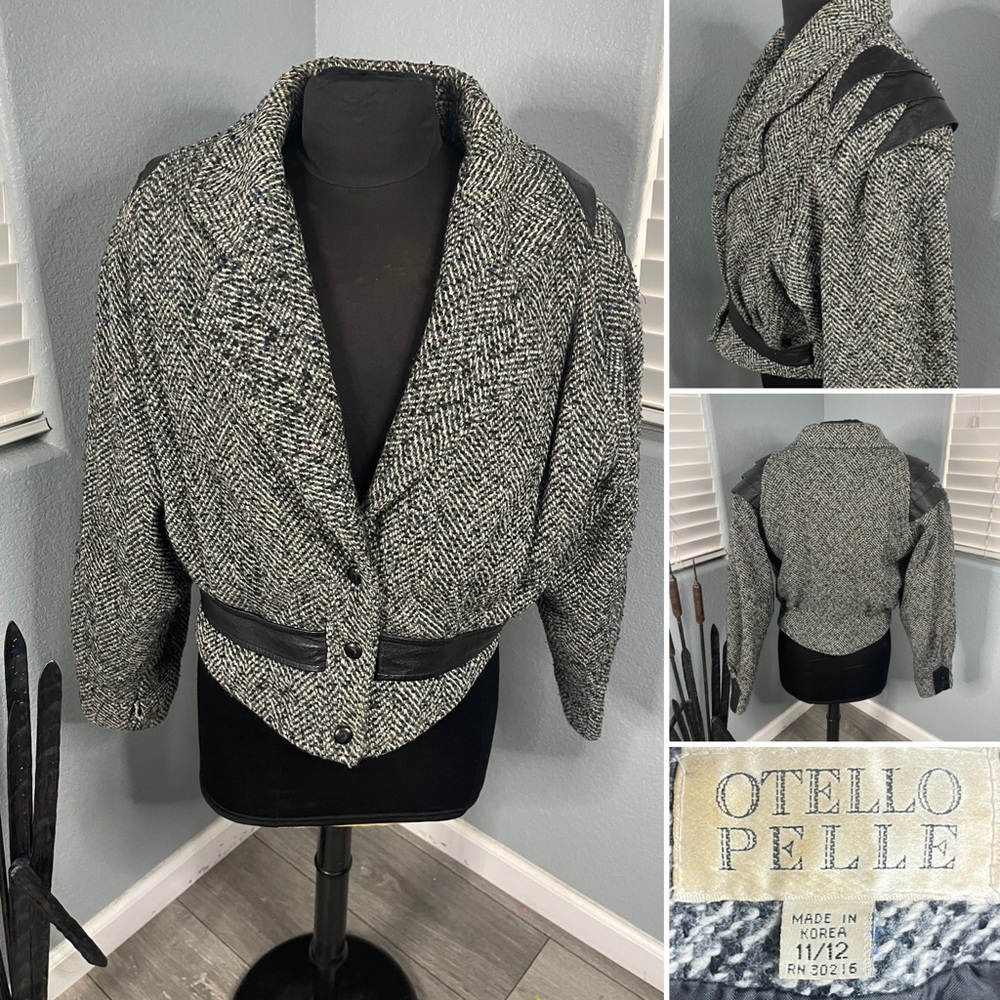 Otello Pelle vintage wool blend crop jacket, Size: 11/12